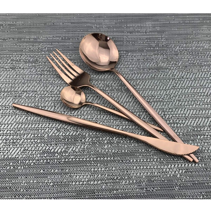 Gugrida 24-Piece Silverware Set - 18/10 Stainless Steel Reusable Utensils Forks Spoons Knives Set, Mirror Polished Cutlery Flatware Set, Great for Family Gatherings & Daily Use (6 set, Copper) - Image 3